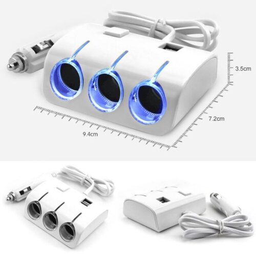 Car Cigarette Lighter Charger With 3 in 1 Cable