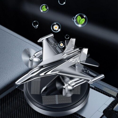 Fighter Plane Solar Perfume for Car Silver
