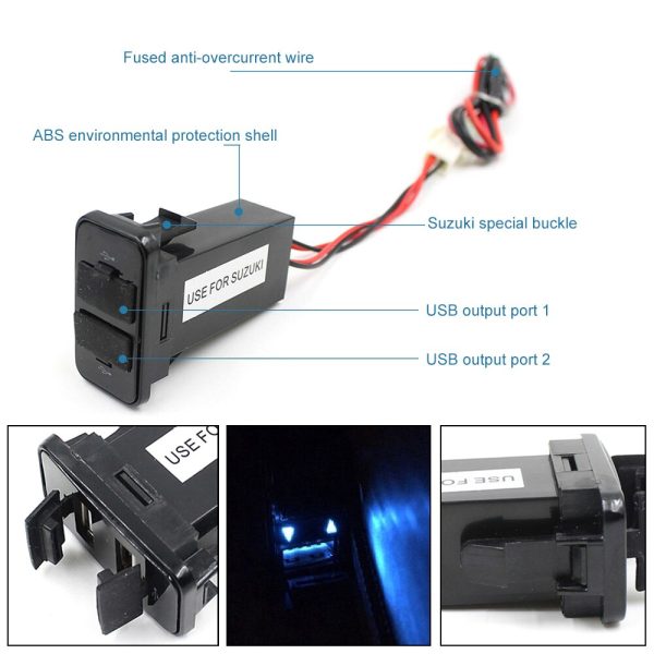 Dual USB 2.1 Car Charger Port for Suzuki