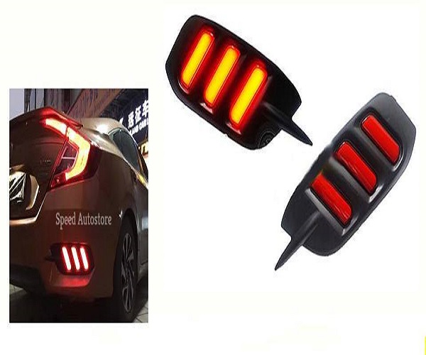 Civic Rear Bumper Lights Mustang Style 2016-2022