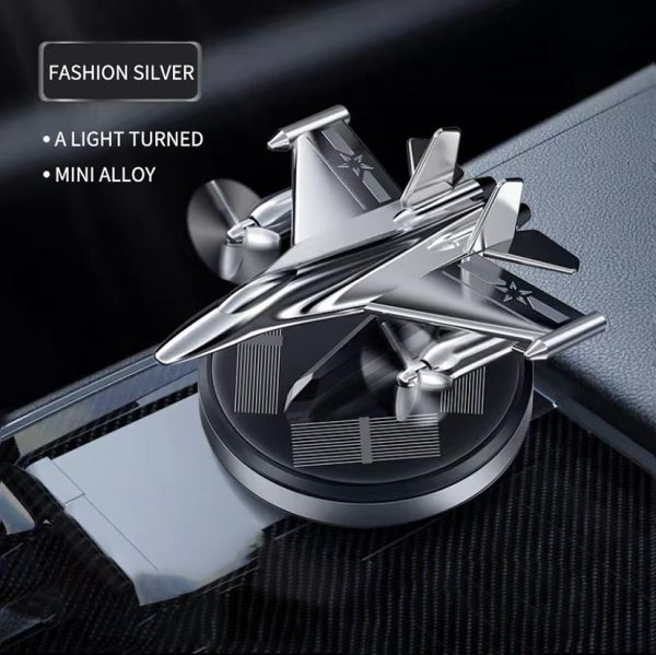 Fighter Plane Solar Perfume for Car Silver